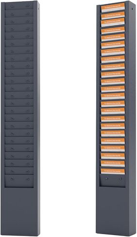 حامل بطاقات الوقت المعدنية من OSKIE، 25 جيبًا، قابل للتركيب على الحائط، مسحوق رمادي-أزرق، منظم مكتب عمودي، 2 × 5 × 30 بوصة in Kuwait