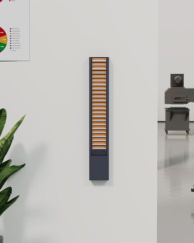 حامل بطاقات الوقت المعدنية من OSKIE، 25 جيبًا، قابل للتركيب على الحائط، مسحوق رمادي-أزرق، منظم مكتب عمودي، 2 × 5 × 30 بوصة in Kuwait