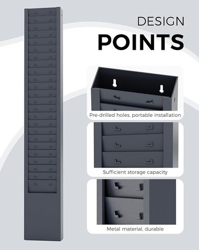 حامل بطاقات الوقت المعدنية من OSKIE، 25 جيبًا، قابل للتركيب على الحائط، مسحوق رمادي-أزرق، منظم مكتب عمودي، 2 × 5 × 30 بوصة in Kuwait