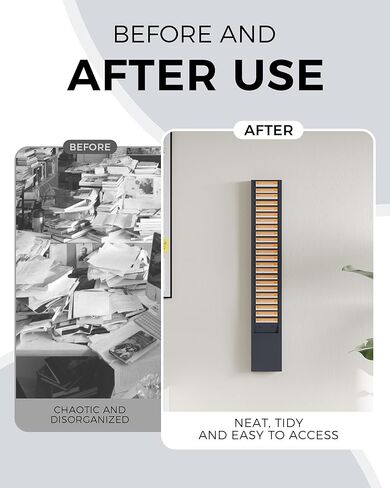 حامل بطاقات الوقت المعدنية من OSKIE، 25 جيبًا، قابل للتركيب على الحائط، مسحوق رمادي-أزرق، منظم مكتب عمودي، 2 × 5 × 30 بوصة in Kuwait