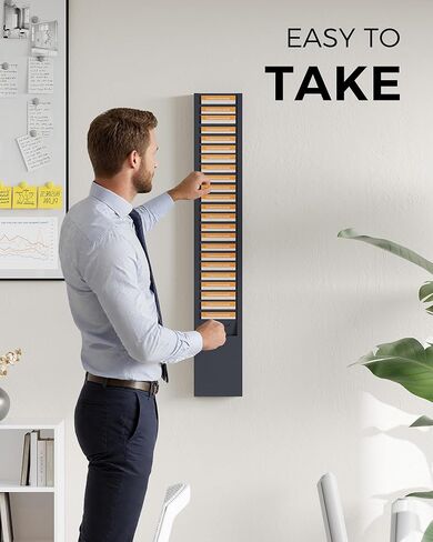 حامل بطاقات الوقت المعدنية من OSKIE، 25 جيبًا، قابل للتركيب على الحائط، مسحوق رمادي-أزرق، منظم مكتب عمودي، 2 × 5 × 30 بوصة in Kuwait