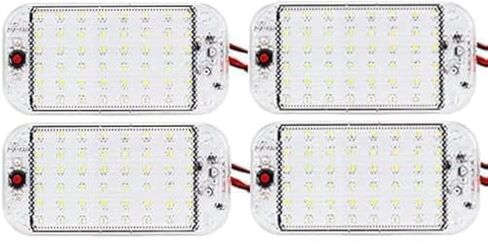 شريط أضواء LED 12 فولت، أبيض دافئ 3000 ك 13.4 بوصة 99 LED 5 وات 500 لومن، شريط إضاءة داخلي للسيارة LED مع مفتاح لمقطورة RV Van Boat Trailer Camper، حزمة من 2 in Kuwait