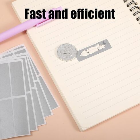 300 قطعة من ملصقات الخدش، بطاقات الخدش DIY، بطاقة خدش مستطيلة ذاتية اللصق للبطاقات DIY بطاقة السحب لإنشاء مستلزمات الحوافز (فضي، 0.6 بوصة × 1.9 بوصة) in Kuwait