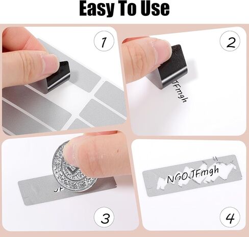 300 قطعة من ملصقات الخدش، بطاقات الخدش DIY، بطاقة خدش مستطيلة ذاتية اللصق للبطاقات DIY بطاقة السحب لإنشاء مستلزمات الحوافز (فضي، 0.6 بوصة × 1.9 بوصة) in Kuwait
