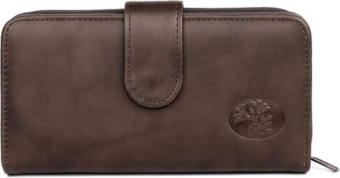 Julia Buxton Women's RFID Blocking Checkbook Wallet with Zipper Closure, Multiple Card Slots & ID Window, Gift Idea,Mahogany in Kuwait