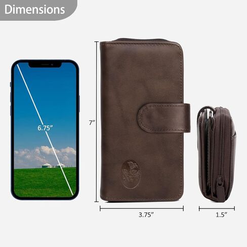 Julia Buxton Women's RFID Blocking Checkbook Wallet with Zipper Closure, Multiple Card Slots & ID Window, Gift Idea,Mahogany in Kuwait