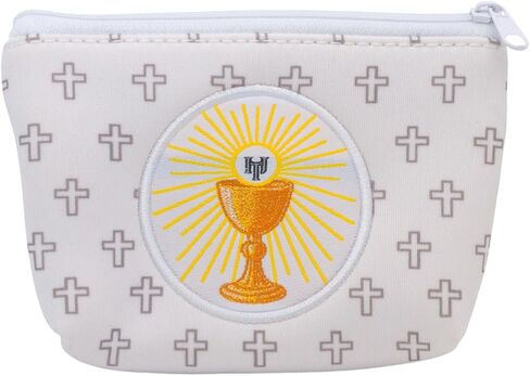 White First Holy Communion Rosary Pouch & Prayer Card Set | Great Catholic Gift for First Eucharist | Lined Pouch with Zip Closure in Saudi Arabia