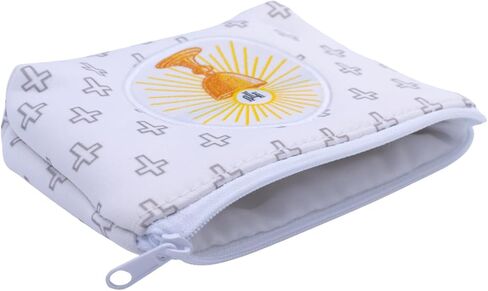 White First Holy Communion Rosary Pouch & Prayer Card Set | Great Catholic Gift for First Eucharist | Lined Pouch with Zip Closure in Saudi Arabia