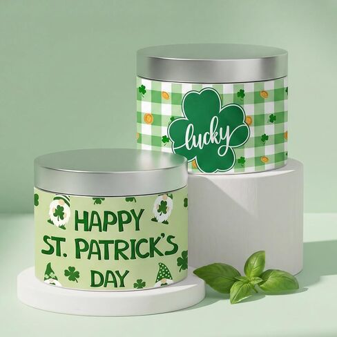 2 Pcs Happy St. Patrick's Candles Gifts Green Lucky Irish Scent Candles Patrick's Party Favors Aromatherapy Lime Basil Soy Wax for Women Men Housewarming Gifts Office Holiday Decor, 10oz in Saudi Arabia