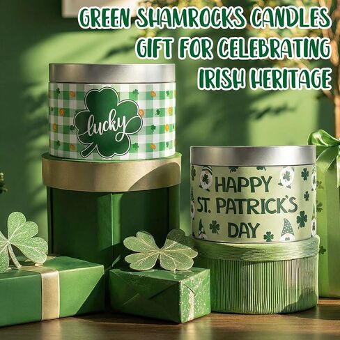 2 Pcs Happy St. Patrick's Candles Gifts Green Lucky Irish Scent Candles Patrick's Party Favors Aromatherapy Lime Basil Soy Wax for Women Men Housewarming Gifts Office Holiday Decor, 10oz in Saudi Arabia