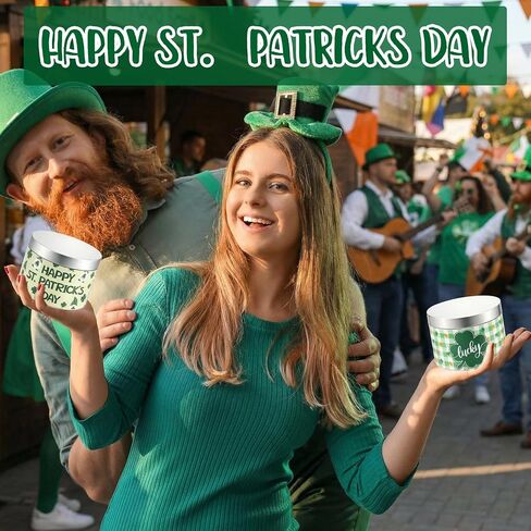 2 Pcs Happy St. Patrick's Candles Gifts Green Lucky Irish Scent Candles Patrick's Party Favors Aromatherapy Lime Basil Soy Wax for Women Men Housewarming Gifts Office Holiday Decor, 10oz in Saudi Arabia