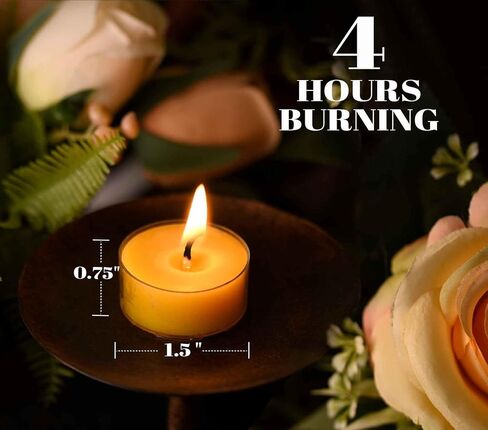 36 Pack Natural Yellow Pure Beeswax Tealight Candles - Clear Cup Organic Small Candle Unscent Smokeless Clean Burning in Saudi Arabia