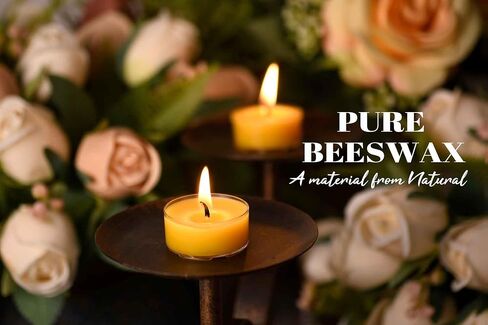 36 Pack Natural Yellow Pure Beeswax Tealight Candles - Clear Cup Organic Small Candle Unscent Smokeless Clean Burning in Saudi Arabia