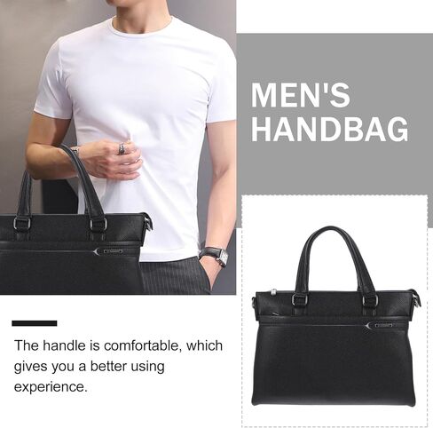 Pu Leather Business Shoulder Bag Men’s Portable Laptop Briefcase Black Crossbody Work Bag for Office and Travel in Saudi Arabia