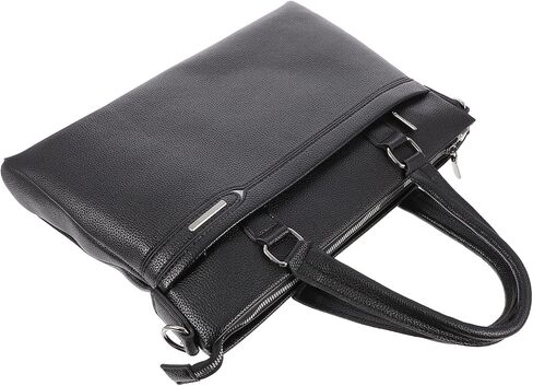 Pu Leather Business Briefcase Laptop Bag for Men, Portable Shoulder Portfolio Bag for Office and Travel, Black Storage Pouch in Saudi Arabia