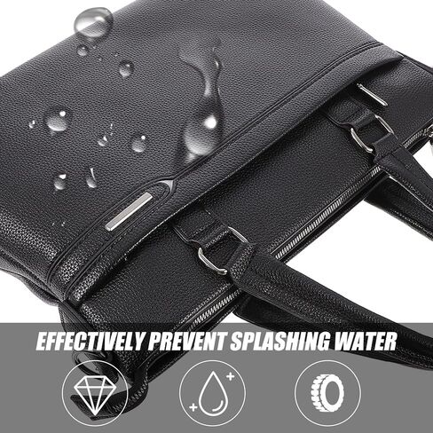 Pu Leather Business Briefcase Laptop Bag for Men, Portable Shoulder Portfolio Bag for Office and Travel, Black Storage Pouch in Saudi Arabia