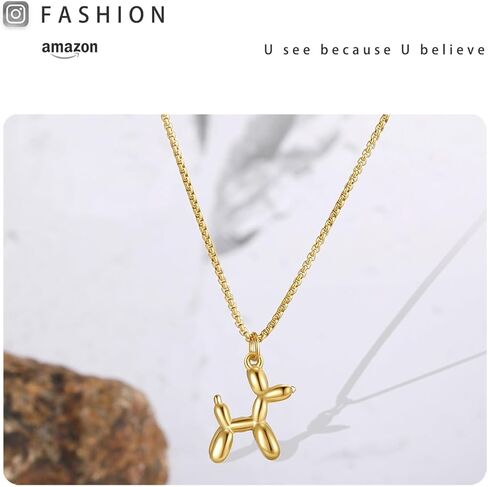 Balloon Dog Necklace 18K Gold Plated Titanium Steel Cute Pet Pendant, Minimalist Fashion Jewelry for Pet Lovers & Special Occasions in Kuwait