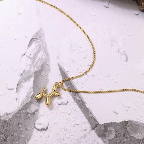 Balloon Dog Necklace 18K Gold Plated Titanium Steel Cute Pet Pendant, Minimalist Fashion Jewelry for Pet Lovers & Special Occasions in Kuwait