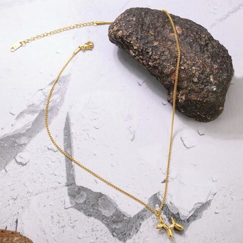 Balloon Dog Necklace 18K Gold Plated Titanium Steel Cute Pet Pendant, Minimalist Fashion Jewelry for Pet Lovers & Special Occasions in Kuwait