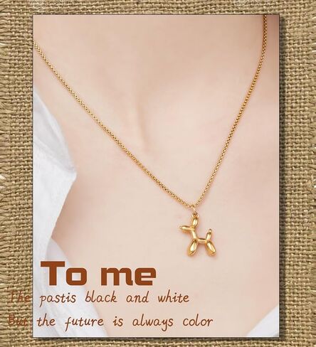 Balloon Dog Necklace 18K Gold Plated Titanium Steel Cute Pet Pendant, Minimalist Fashion Jewelry for Pet Lovers & Special Occasions in Kuwait