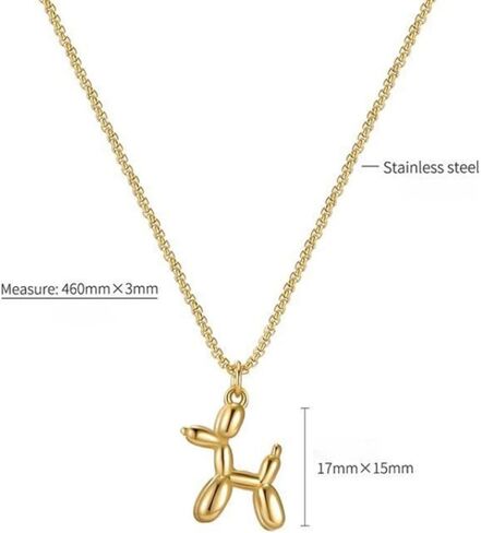 Balloon Dog Necklace 18K Gold Plated Titanium Steel Cute Pet Pendant, Minimalist Fashion Jewelry for Pet Lovers & Special Occasions in Kuwait