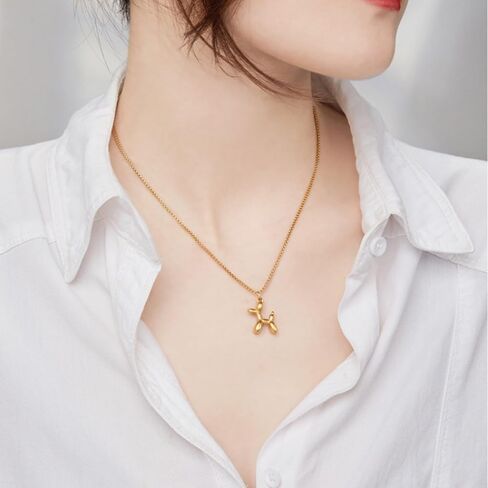 Balloon Dog Necklace 18K Gold Plated Titanium Steel Cute Pet Pendant, Minimalist Fashion Jewelry for Pet Lovers & Special Occasions in Saudi Arabia