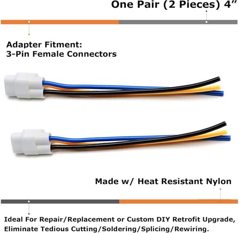 iJDMTOY 3-Pin مثلث الشكل الأمامي للمصابيح الأمامية مدخلات أنثى مع سلك ضفيرة 4 بوصة متوافق مع Yamaha 2002-06 Banshee 350 YFZ350، 2002-04 Warrior 350، 2000-05 Wolverine 350 YFM in Kuwait