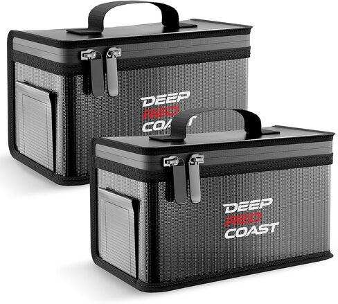 حقيبة أمان بطارية ليبو، حقيبة تخزين مقاومة للحريق للشحن والتخزين، منفذ كابل جانبي (7.8 × 4 × 4.3 بوصة)، عبوتان in Kuwait