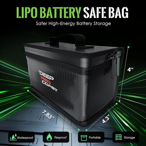 حقيبة أمان بطارية ليبو، حقيبة تخزين مقاومة للحريق للشحن والتخزين، منفذ كابل جانبي (7.8 × 4 × 4.3 بوصة)، عبوتان in Kuwait