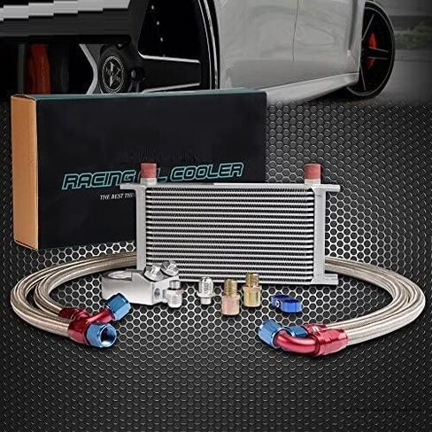 PIT66 19 Row 10AN Universal Engine Transmission Oil Cooler + Filter Sandwich Adapter in Saudi Arabia