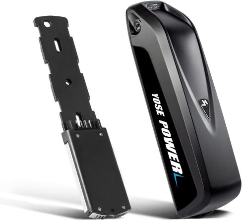 Yose Power Ebike Battery 36V 13Ah Down Tube Battery for 100W-700W Motor Electric Bicycle Lithium-Ion Safe Lock Led Indicator Light with Base and Charger 4 Pins Discharging Port in Kuwait