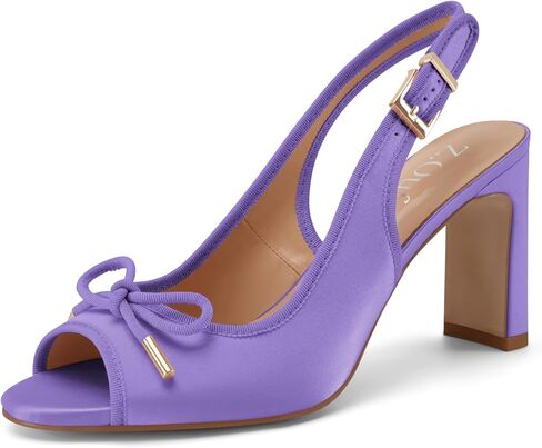 Z.Oufeier Women's Ballet Slingback Heels Chunky High Heel Sandals Round Open Peep Toe Summer Dress Ballerina Shoes with Bow in Saudi Arabia