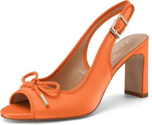 Z.Oufeier Women's Ballet Slingback Heels Chunky High Heel Sandals Round Open Peep Toe Summer Dress Ballerina Shoes with Bow in Saudi Arabia