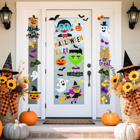 Halloween Window Clings Gel, Vampire, Zombie, Witch, Ghost, Black Cat, Bat, Home Party Supplies Window Glass Decorations in Kuwait