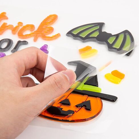 Halloween Window Clings Gel, Vampire, Zombie, Witch, Ghost, Black Cat, Bat, Home Party Supplies Window Glass Decorations in Kuwait