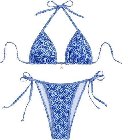 OYOANGLE Women's Two Piece Swimsuit Boho Floral Halter String Triangle Bikini Sets Bathing Suits in Saudi Arabia