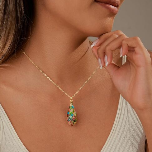 Healing Stone Series Set: Colorful Gold Earrings + Colorful Gold Necklace + Healing Bracelet in Kuwait