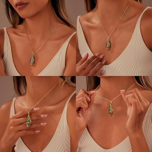 Healing Stone Series Set: Colorful Gold Earrings + Colorful Gold Necklace + Healing Bracelet in Kuwait