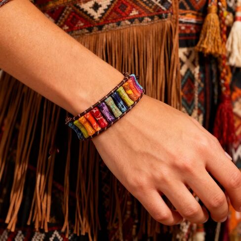 Healing Stone Series Set: Colorful Gold Earrings + Colorful Gold Necklace + Healing Bracelet in Kuwait