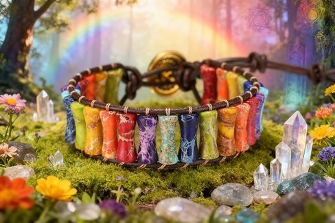 Healing Stone Series Set: Colorful Gold Earrings + Colorful Gold Necklace + Healing Bracelet in Kuwait