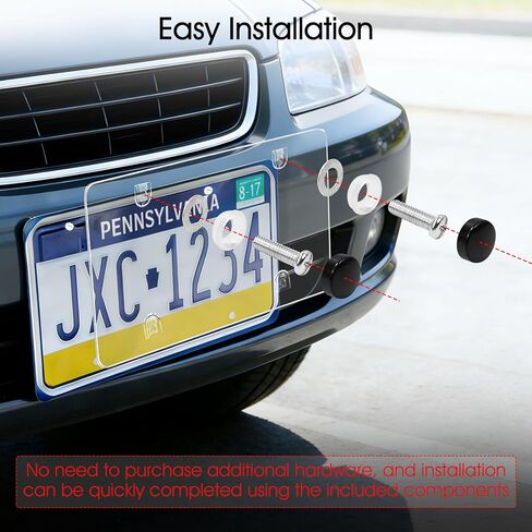 2PCS Clear License Plate Covers Transparent Flat Vehicle Tag Frame Protector with Screws & Caps 12.2 X 6.3 Inches Universal for Rv, Sedan, SUV in Kuwait