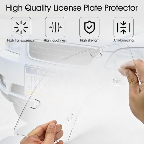 2PCS Clear License Plate Covers Transparent Flat Vehicle Tag Frame Protector with Screws & Caps 12.2 X 6.3 Inches Universal for Rv, Sedan, SUV in Kuwait