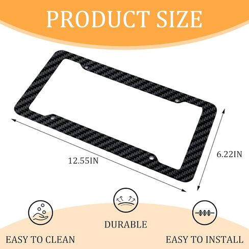 2PCS Car License Plate Frames, Carbon Fiber Vehicle License Plate Cover with Mount Hardware & Caps, Solid Automotive Front Rear Tag Frame Holder, Universal for Truck SUV Sedan in Saudi Arabia