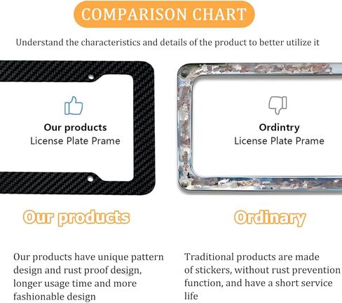 2PCS Car License Plate Frames, Carbon Fiber Vehicle License Plate Cover with Mount Hardware & Caps, Solid Automotive Front Rear Tag Frame Holder, Universal for Truck SUV Sedan in Saudi Arabia