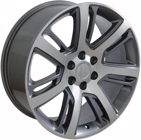 OE Wheels CA88 22 Inch Rims and Tires Fit Escalade Style 6x139.7 22x9 Gloss Gunmetal Machined - Hollander 4738 - TS-37 AT 285/45-22 (Set of 4) in Saudi Arabia