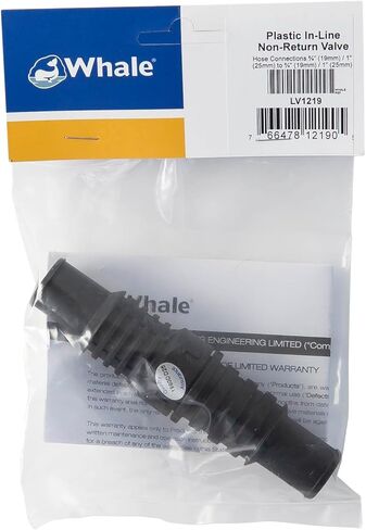 Whale LV1219 Non-Return Inline Valve, for Use with ¾-Inch and 1-Inch Diameter Pipes, Nitrile Construction , Black in Kuwait