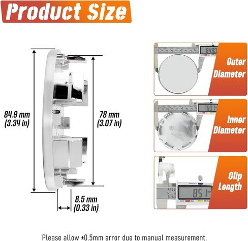 4 قطع 85 مم (3.35 بوصة) أغطية مركز العجلة بديلة 40342-5ZM1A 40342-1LA2A أغطية محور الكروم، 2004-2019 قبعات حافة تيتان أرمادا OD: 85 مم (3.35 بوصة) المعرف: 78 مم (3.07 بوصة) in Kuwait