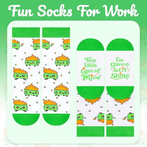 FreeNFond Dumpster Fire Socks, Funny Positive Crew Socks for Women Men, Office Gag Gifts for Coworker Boss Birthday in Kuwait