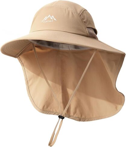 FURTALK Sun Hats for Men Women Fishing Hat with Neck Flap Chin Strap UPF 80+ Wide Brim Hiking Safari Summer Hats in Saudi Arabia