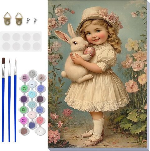 NAIMOER Easter Paint by Numbers Kits for Adults Beginner with Wooden Framed, Eggs Flower Color by Numbers on Canvas Painting Kits for Adults, Easy Paint DIY Acrylic for Home Wall Decor 8X12 Inch in Saudi Arabia